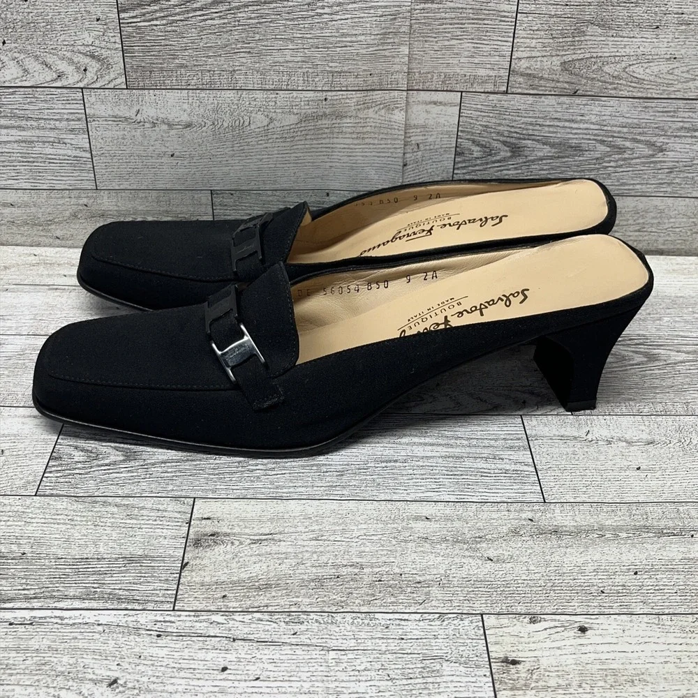 Salvatore Ferragamo Boutique Black Mule Women Size 9 2A‎_5